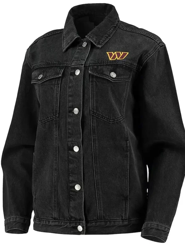 Washington Commanders Button-Up Black Denim Jacket