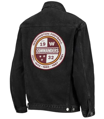 Washington Commanders Button-Up Black Denim Jacket
