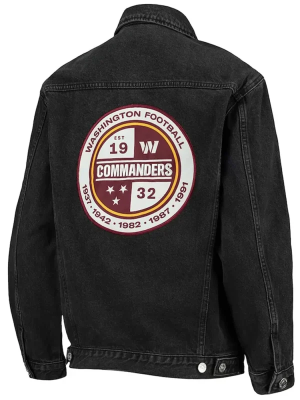 Washington Commanders Button-Up Black Denim Jacket