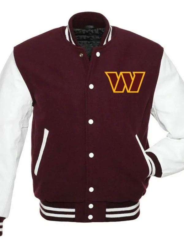 Washington Commanders Letterman Maroon and White Jacket