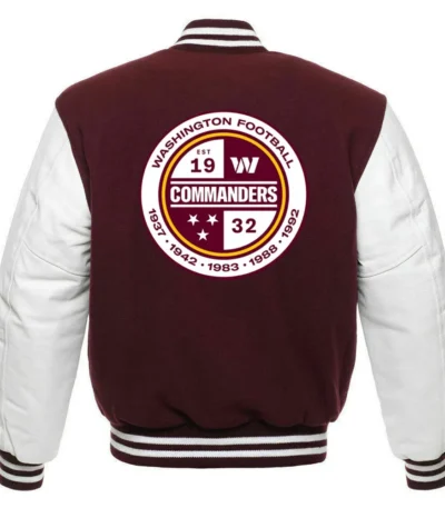 Washington Commanders Letterman Maroon and White Jacket