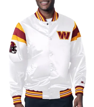 Washington Commanders Midweight White Satin Jacket