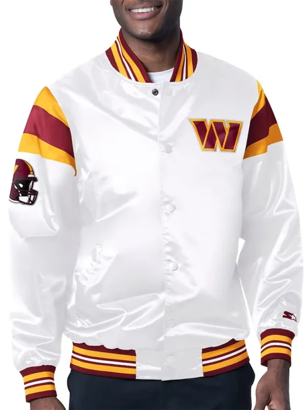 Washington Commanders Midweight White Satin Jacket