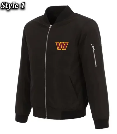 Washington Commanders Nylon Black Bomber Jacket