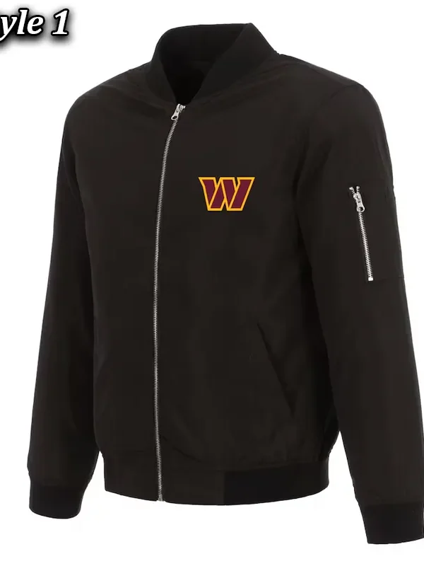 Washington Commanders Nylon Black Bomber Jacket