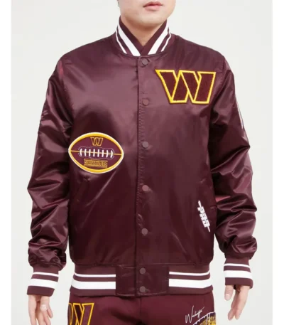 Washington Commanders Old English Maroon Satin Jacket