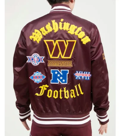 Washington Commanders Old English Maroon Satin Jacket
