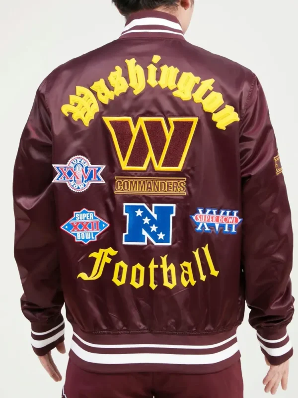 Washington Commanders Old English Maroon Satin Jacket