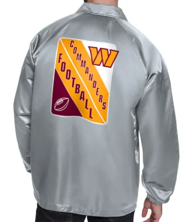 Washington Commanders Printed Logo Raglan Gray Coaches Jacket