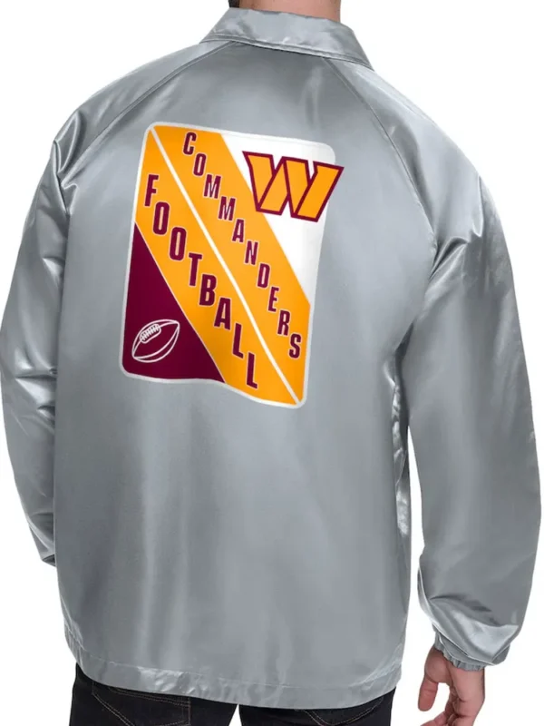 Washington Commanders Printed Logo Raglan Gray Coaches Jacket