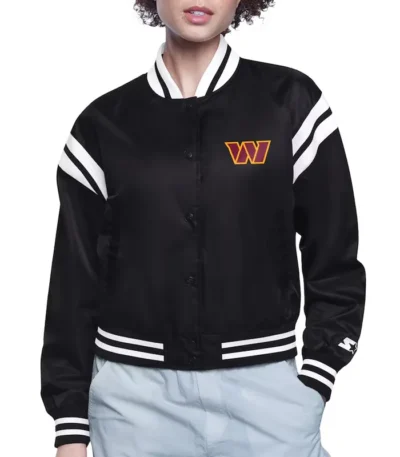 Washington Commanders Printed Logo Varsity Satin Jacket