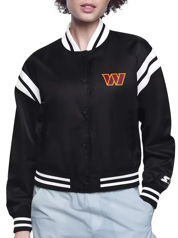 Washington Commanders Printed Logo Varsity Satin Jacket