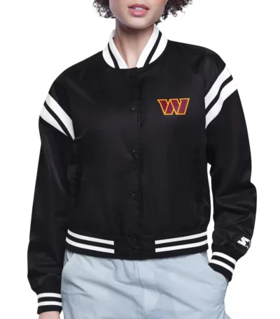 Washington Commanders Round Team Logo Black Cropped Jacket