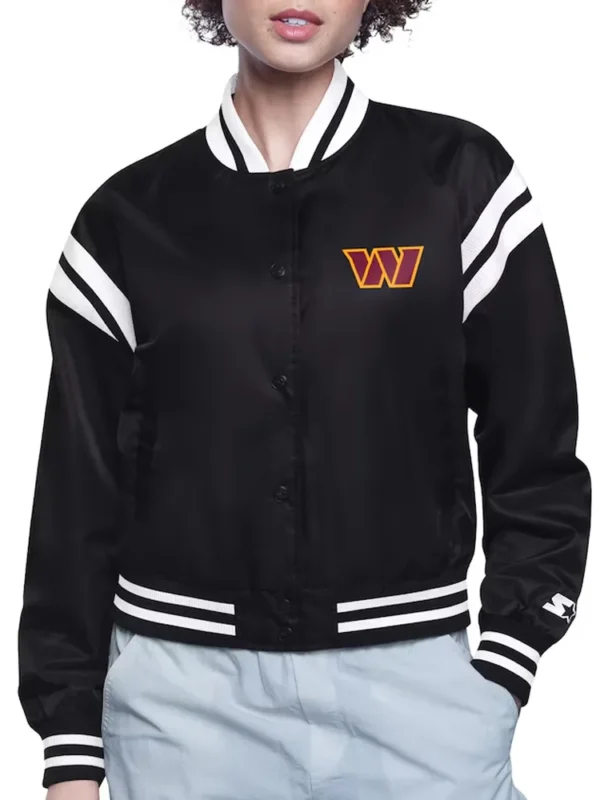 Washington Commanders Round Team Logo Black Cropped Jacket