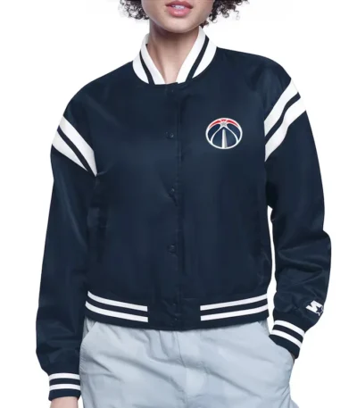 Washington Wizards Printed Logo Varsity Satin Jacket