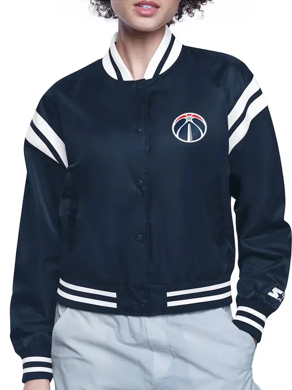 Washington Wizards Printed Logo Varsity Satin Jacket
