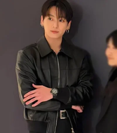 Watch Event 2026 Jungkook Black Leather Jacket