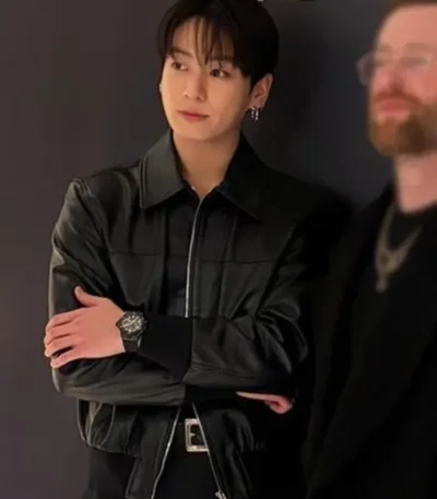 Watch Event 2026 Jungkook Black Leather Jacket