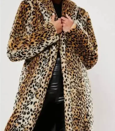 Womens Fur Winter Trench Leopard Print Coat