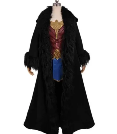 Wonder Woman 1984 Black Hooded Coat