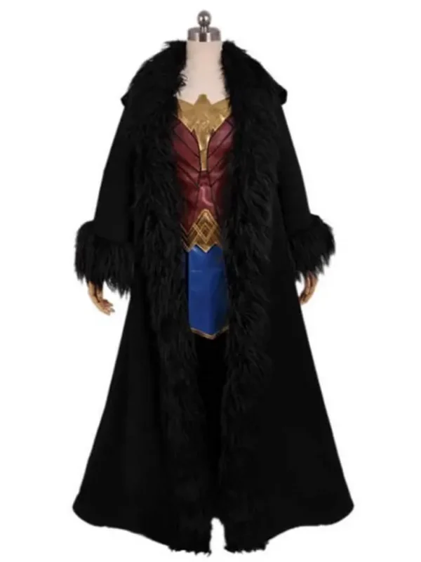 Wonder Woman 1984 Black Hooded Coat