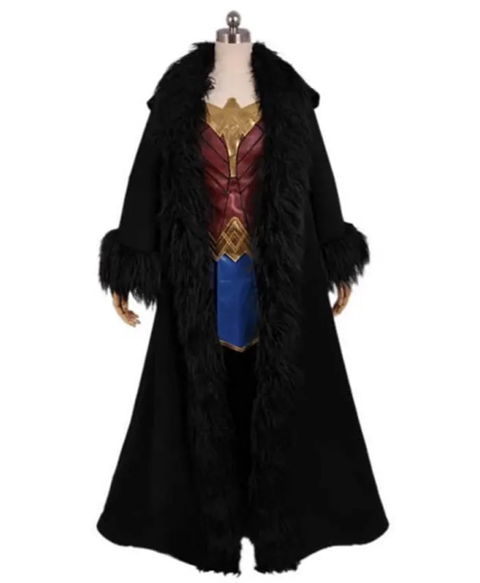 Wonder Woman 1984 Black Hooded Coat Wonder Woman 1984 Black Hooded Coat