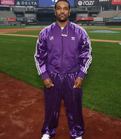 Yankee Stadium Event ASAP Ferg Adidas Purple Sequin Tracksuit