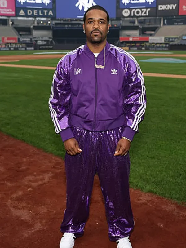 Yankee Stadium Event ASAP Ferg Adidas Purple Sequin Tracksuit
