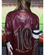 Yasmin Naomi Bergkamp Maroon Leather Jacket
