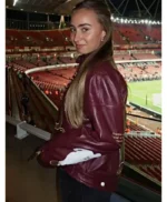 Yasmin Naomi Bergkamp Maroon Leather Jacket
