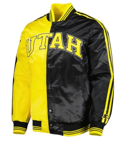 Yellow-Black Utah Jazz Fast Break Satin Jacket