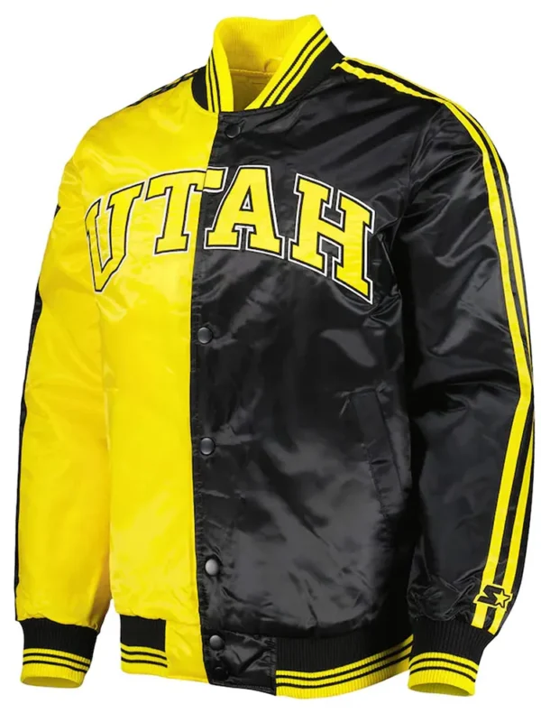Yellow-Black Utah Jazz Fast Break Satin Jacket