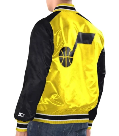 Yellow-Black Utah Jazz Renegade Varsity Satin Jacket