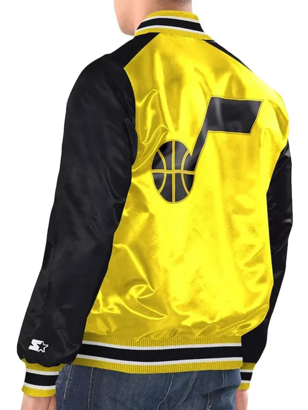 Yellow-Black Utah Jazz Renegade Varsity Satin Jacket