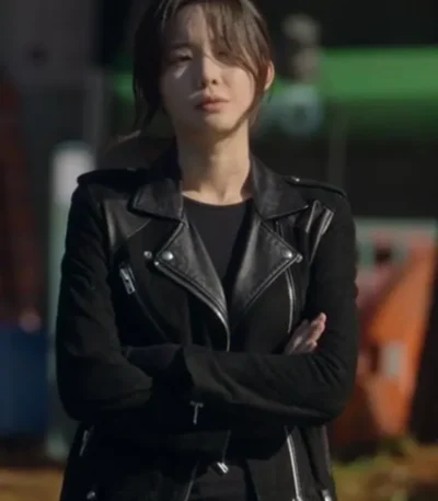 Yoo In-young The Trunk S01 Black Biker Jacket