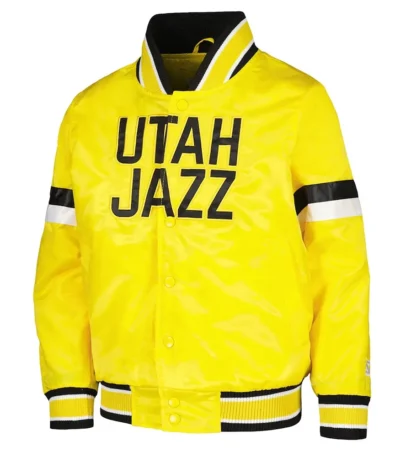 Youth Home Game Utah Jazz Yellow Satin Jacket