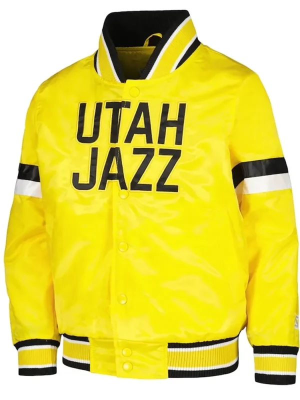 Youth Home Game Utah Jazz Yellow Satin Jacket
