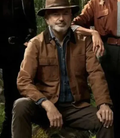 Alan Grant Jurassic World Dominion Brown Trucker Cotton Jacket