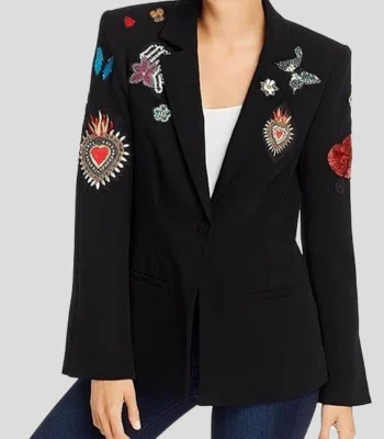 Alexis Floyd Inventing Anna Flowers Printed Black Blazer