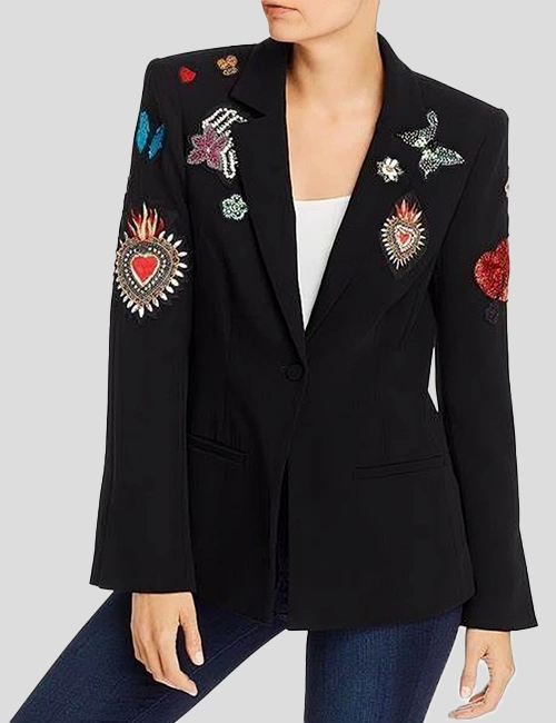 Alexis Floyd Inventing Anna Flowers Printed Black Blazer Alexis Floyd Inventing Anna Flowers Printed Black Blazer
