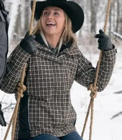 Amy Fleming Heartland Brown Plaid Jacket