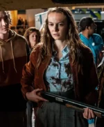 Andi Matichak Halloween Kills Brown Shirt Style Jacket