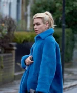Billie Piper I Hate Suzie Long Blue Fur Coat