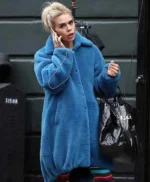 Billie Piper I Hate Suzie Long Blue Fur Coat