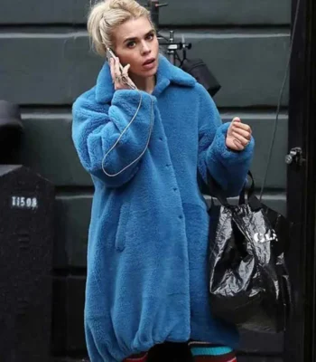 Billie Piper I Hate Suzie Long Blue Fur Coat