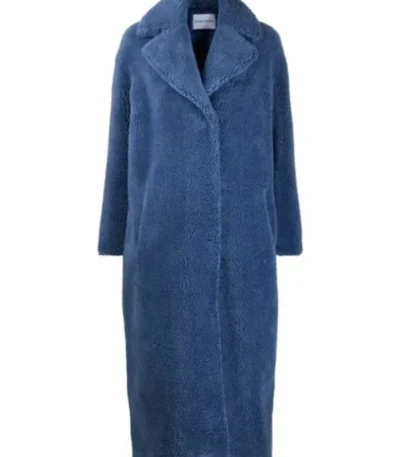 Billie Piper I Hate Suzie Long Blue Fur Coat