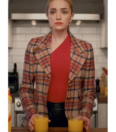 Brianne Howey Ginny and Georgia Plaid Wool Coat