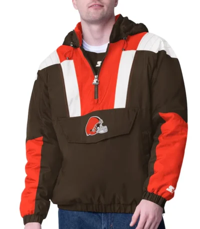 Brown Cleveland Browns Charger Half-Zip Pullover Jacket