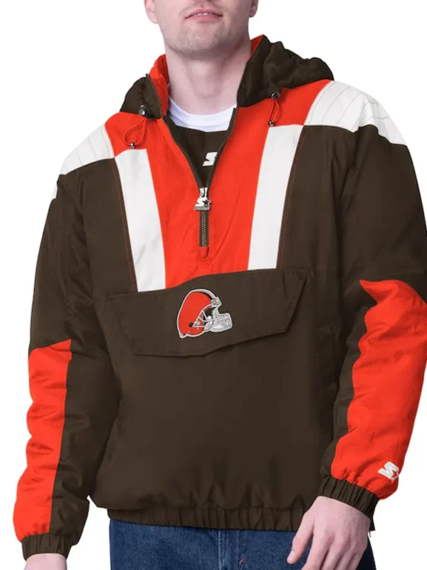 Brown Cleveland Browns Charger Half-Zip Pullover Jacket