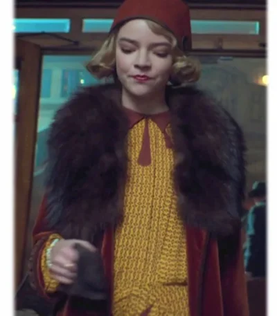 Anya Tay­lor-Joy Peaky Blind­ers S05 Fur Collar Red Coat